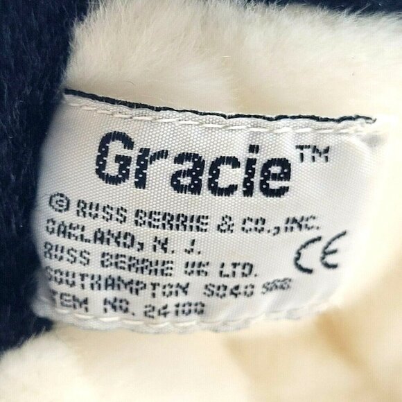 VINTAGE Russ Berrie French Bulldog Puppy 8" GRACIE Black White Plush Stuffed Toy - Picture 6 of 7